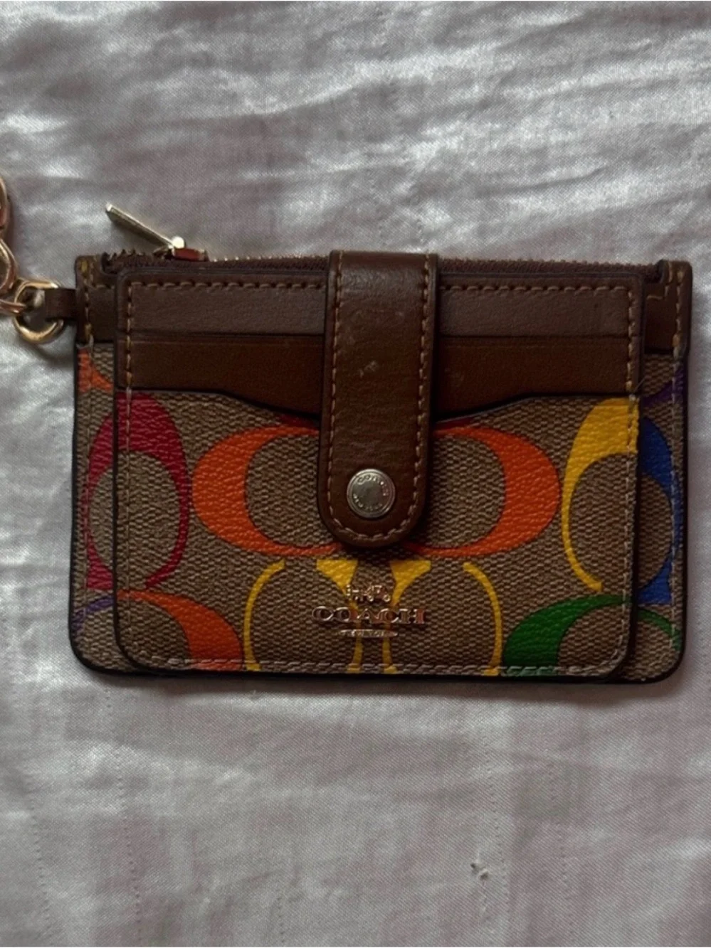Coach Brown Rainbow Accent Card Case